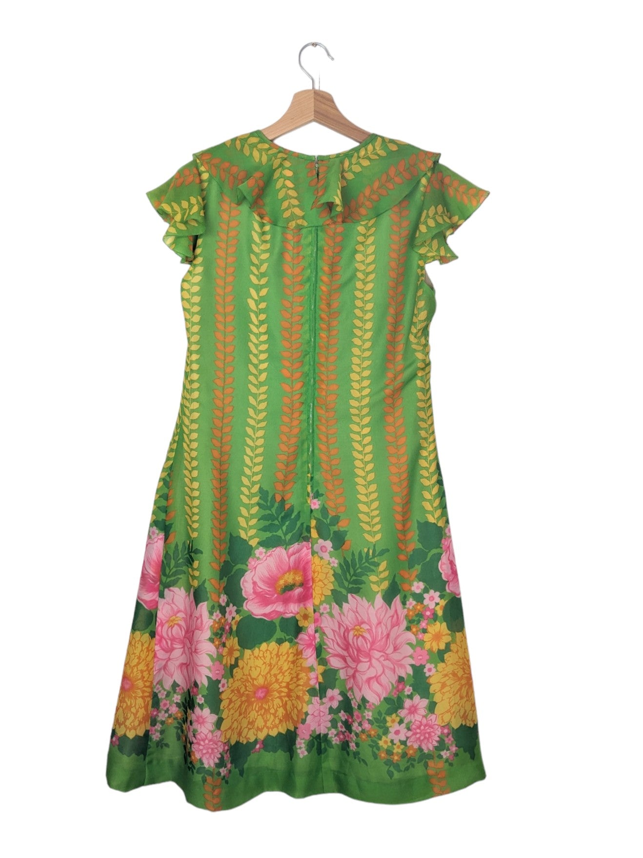 Robe verte fleurie 60s