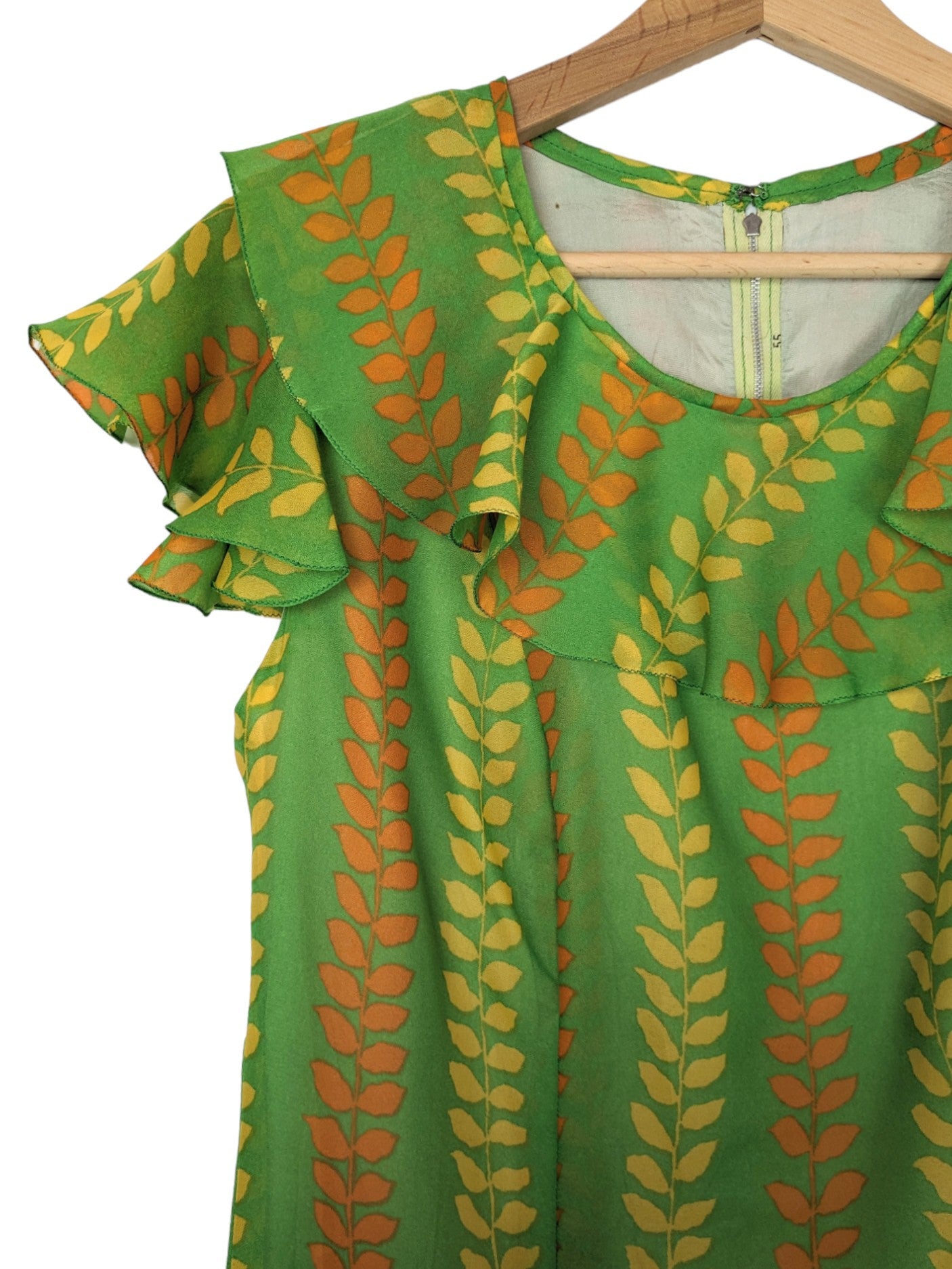 Robe verte fleurie 60s