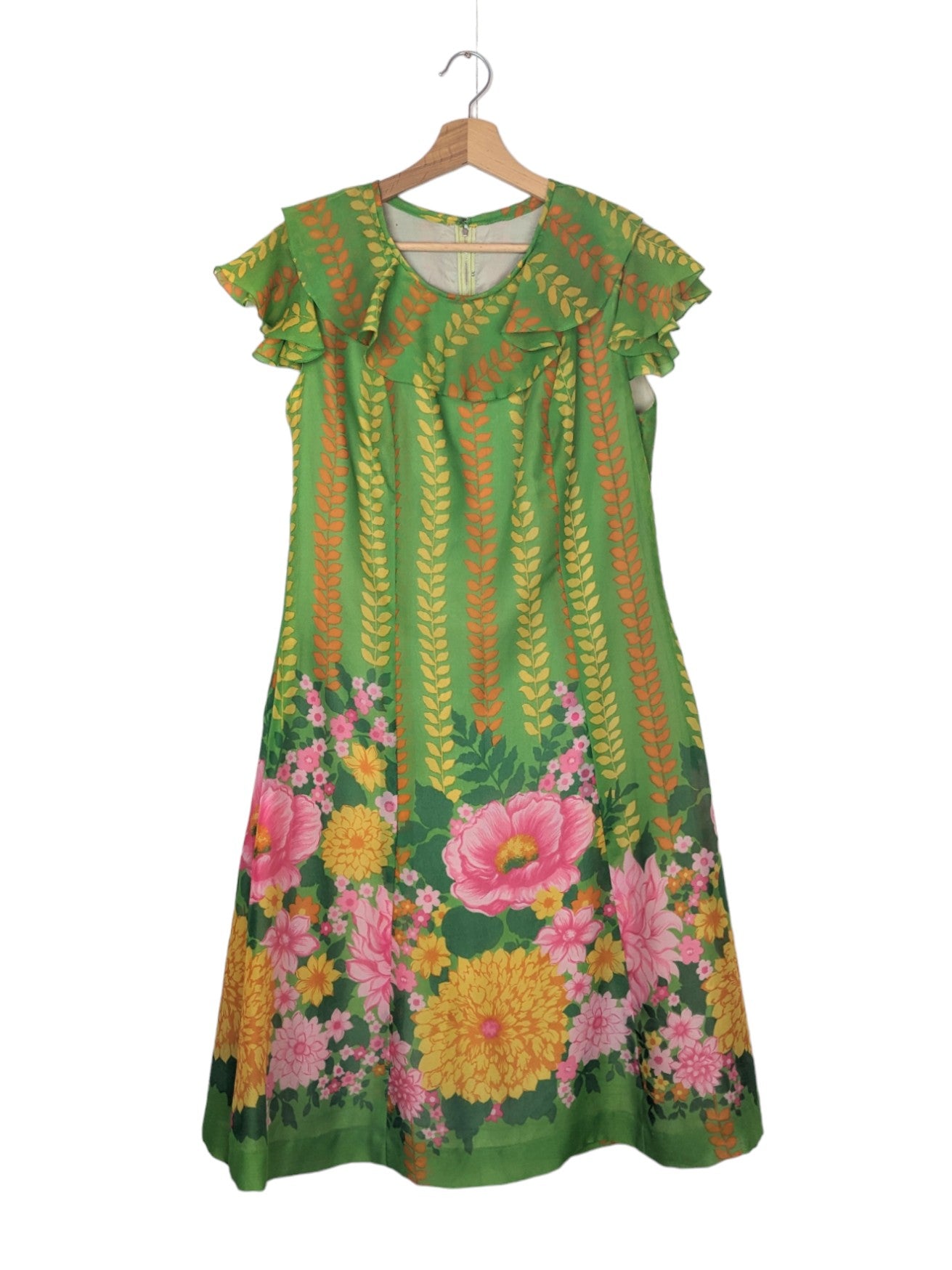 Robe verte fleurie 60s