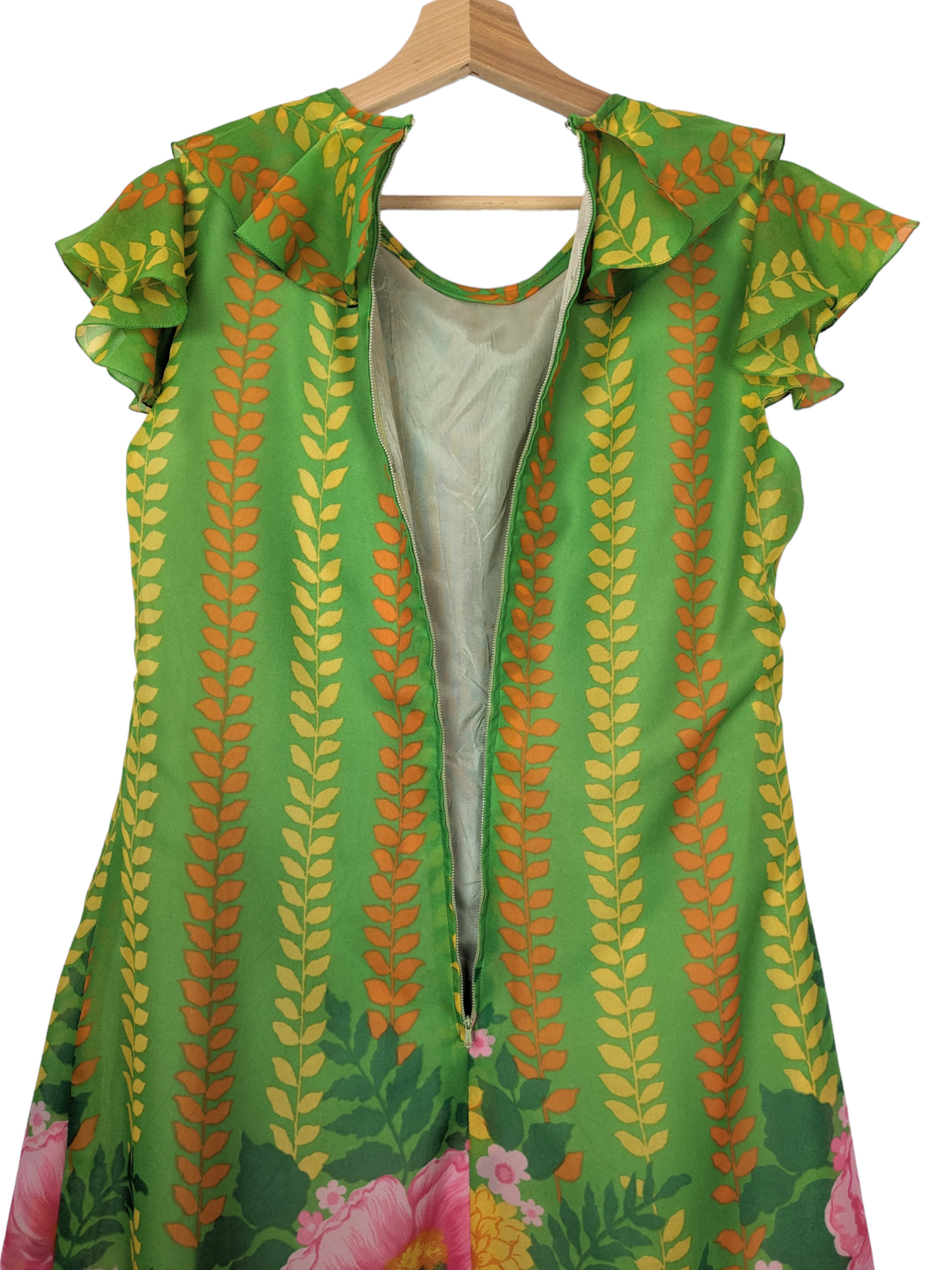 Robe verte fleurie 60s