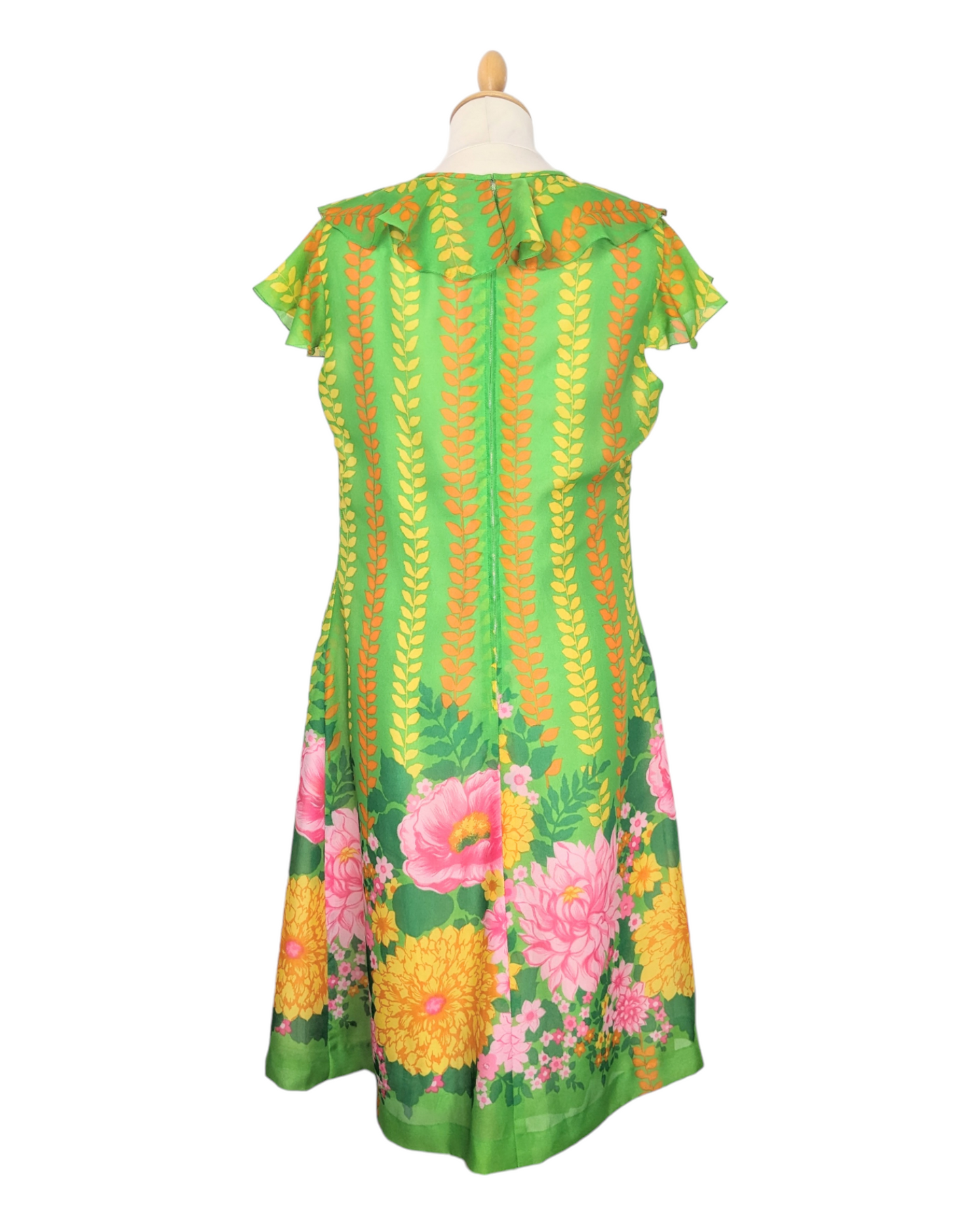 Robe verte fleurie 60s