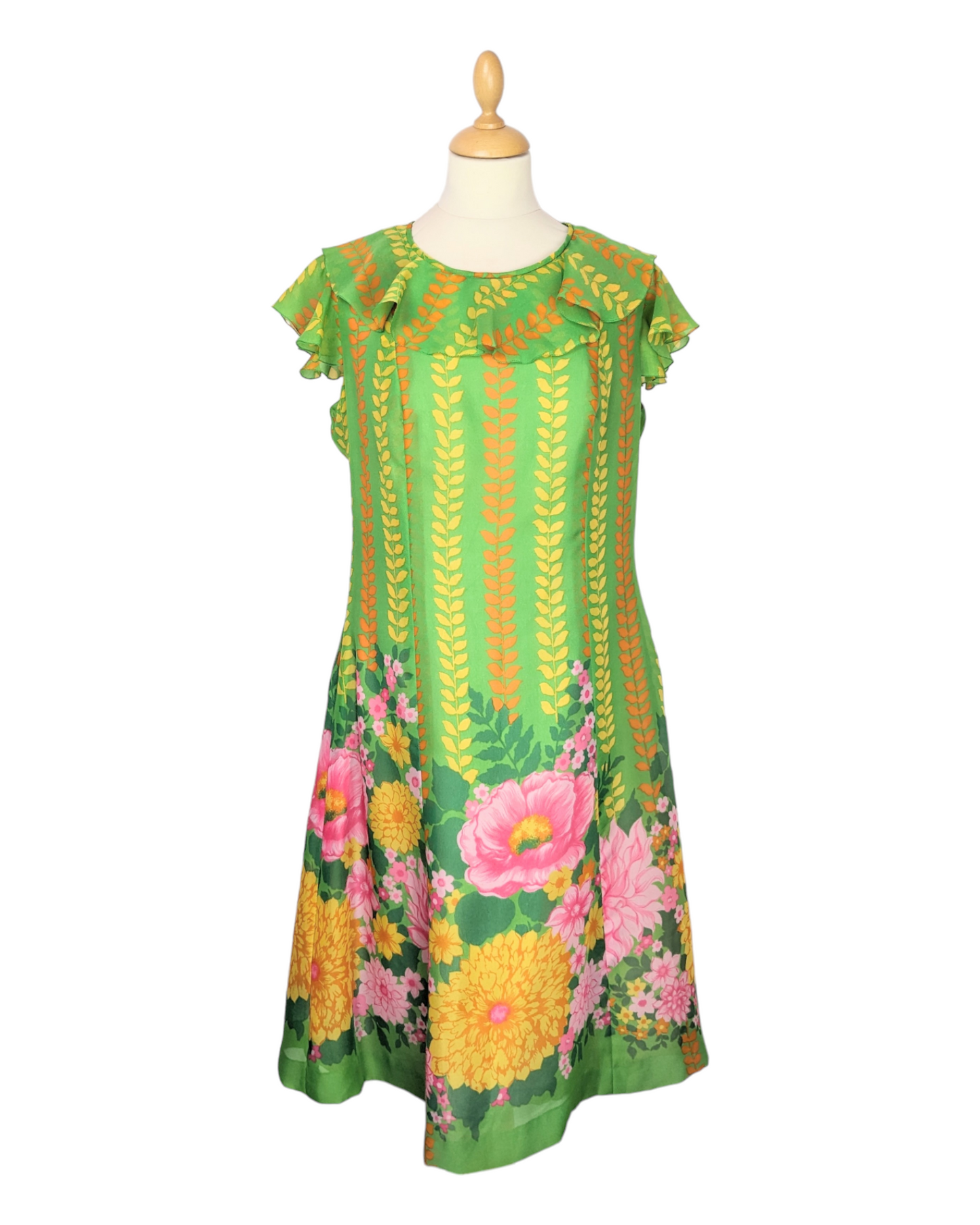Robe verte fleurie 60s