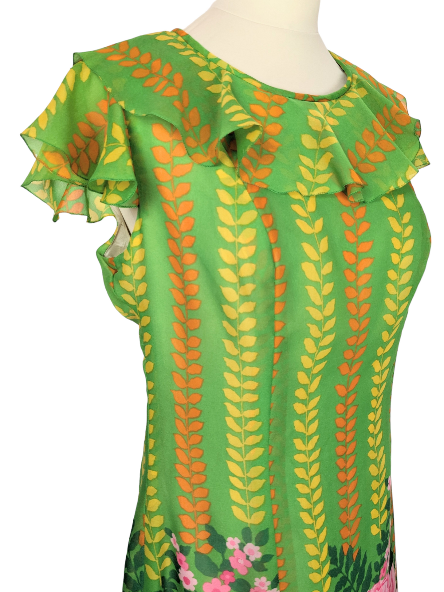 Robe verte fleurie 60s