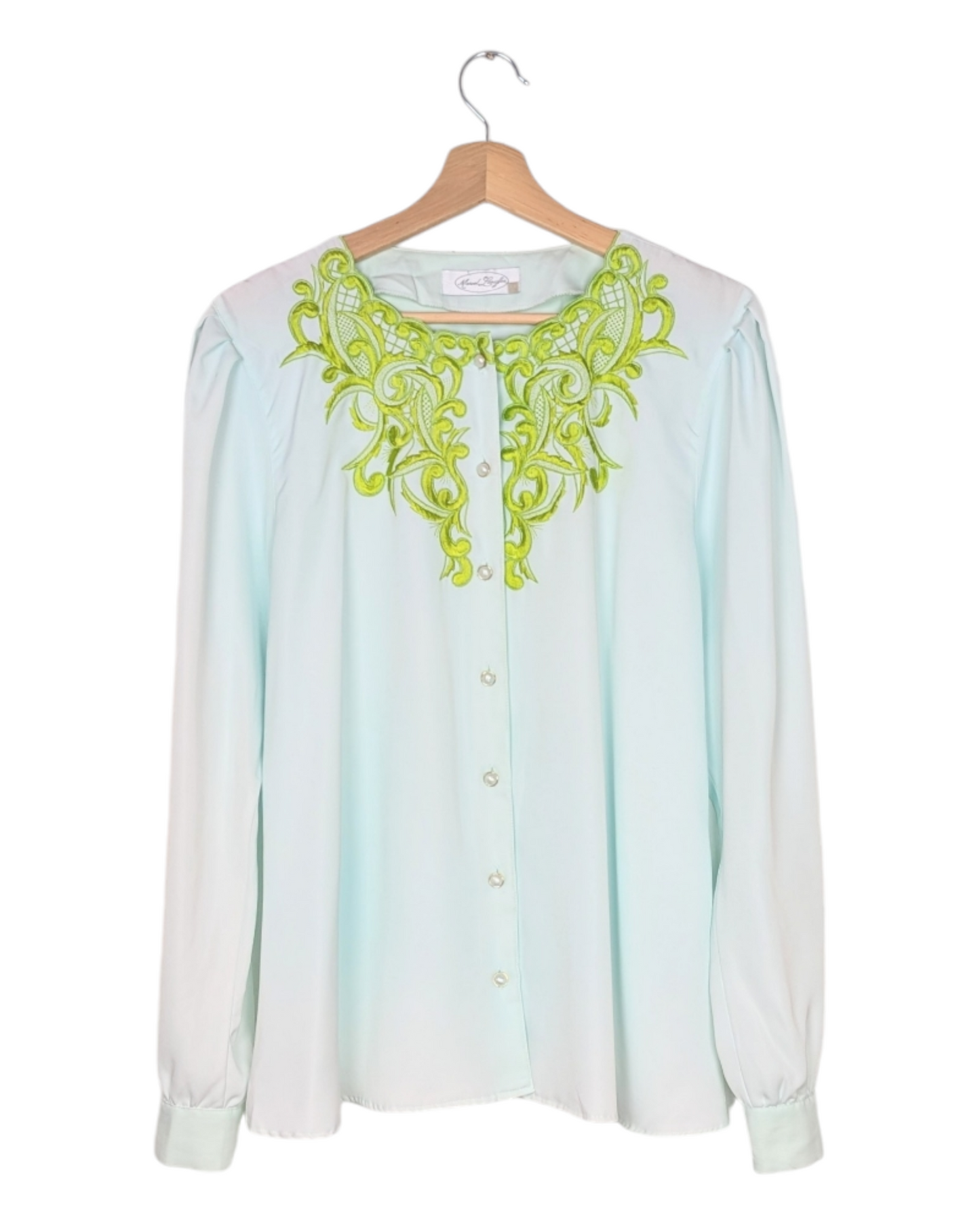 Chemise amande à broderies 90's