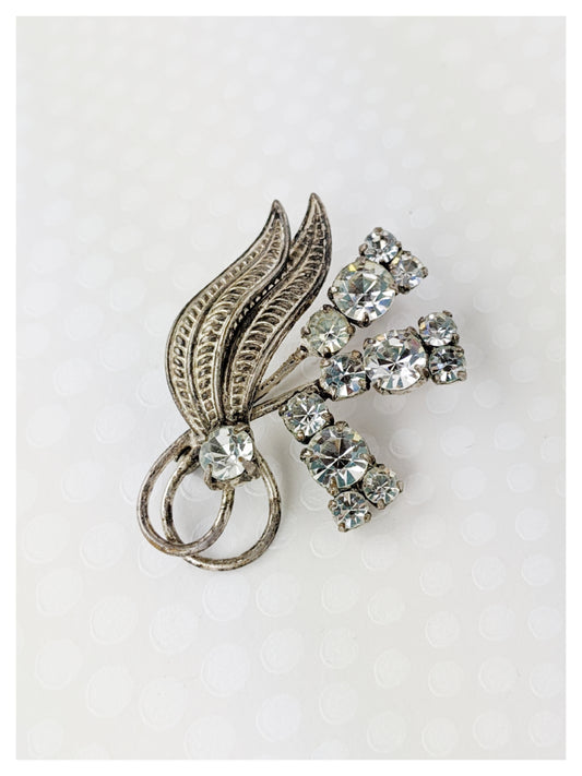 Broche fleurs et brillants 60's