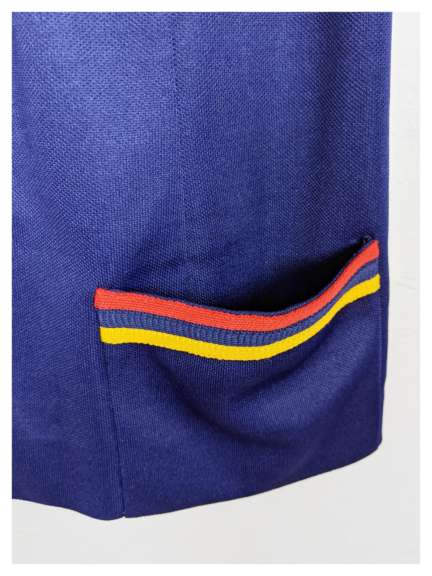 Gilet bleu à lignes 70's