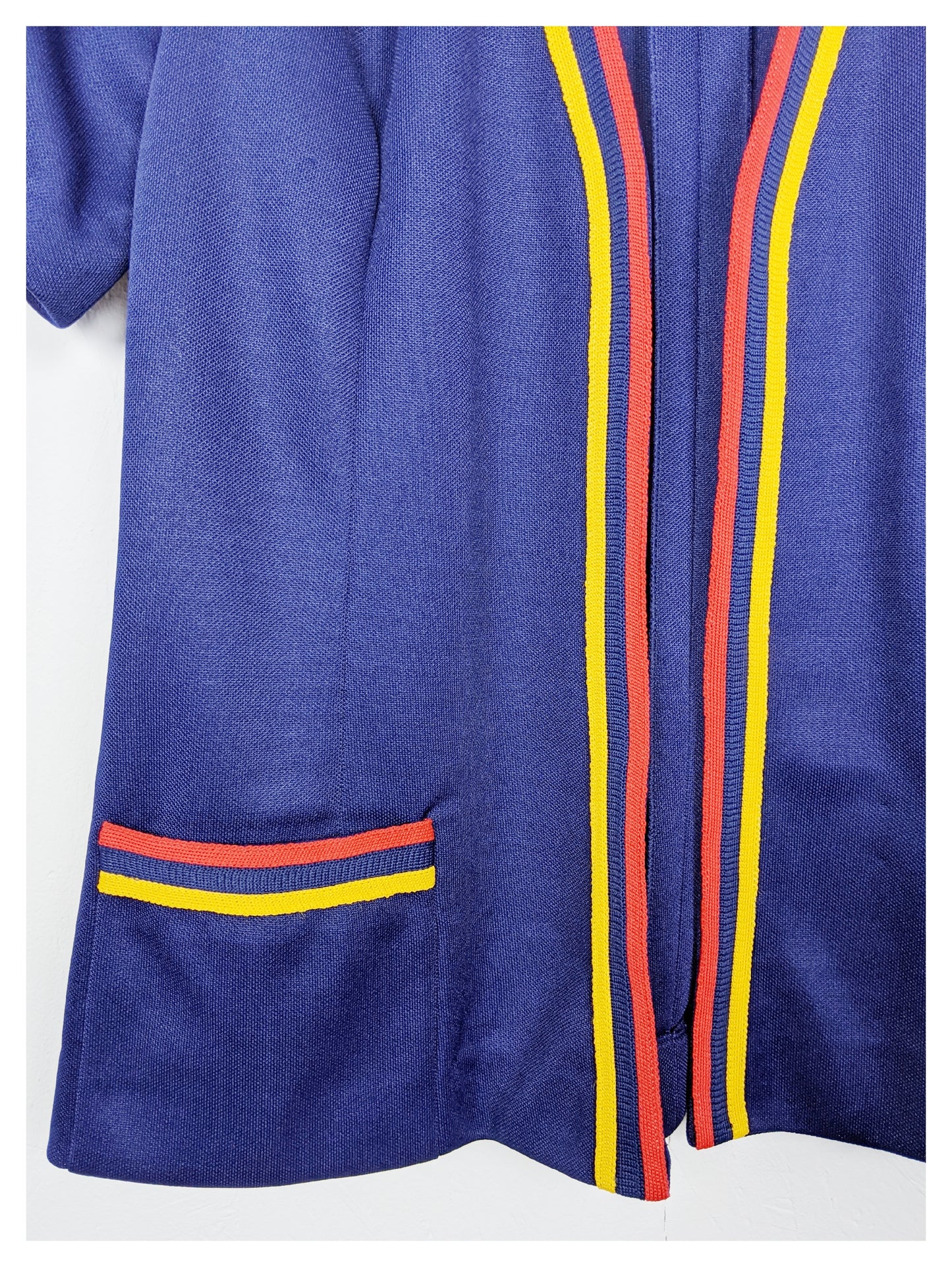 Gilet bleu à lignes 70's