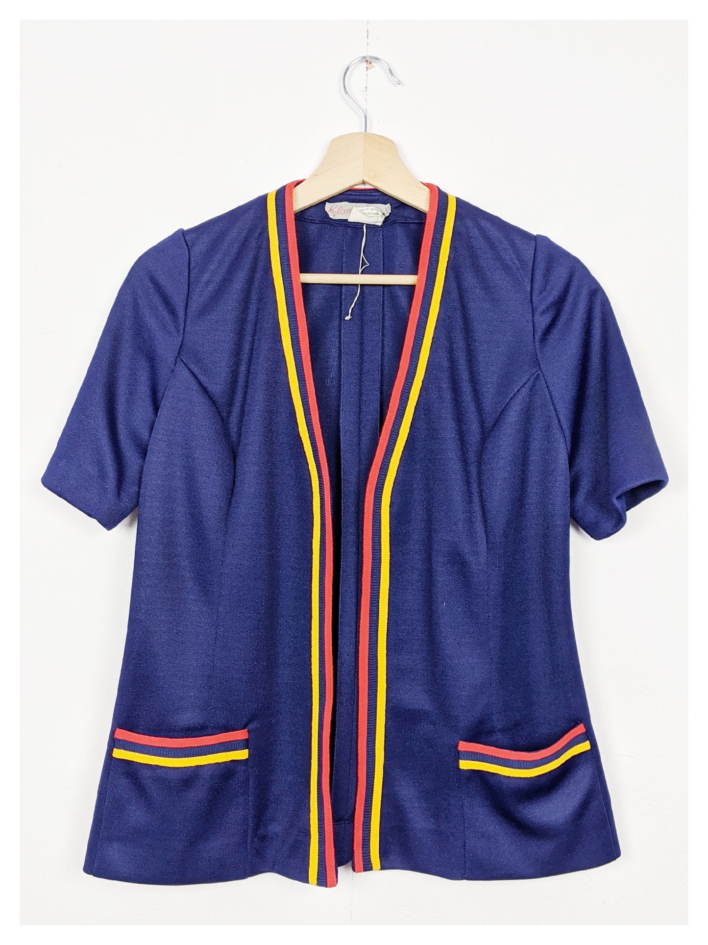Gilet bleu à lignes 70's