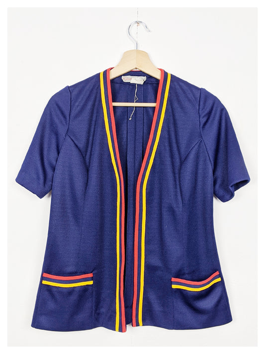Gilet bleu à lignes 70's