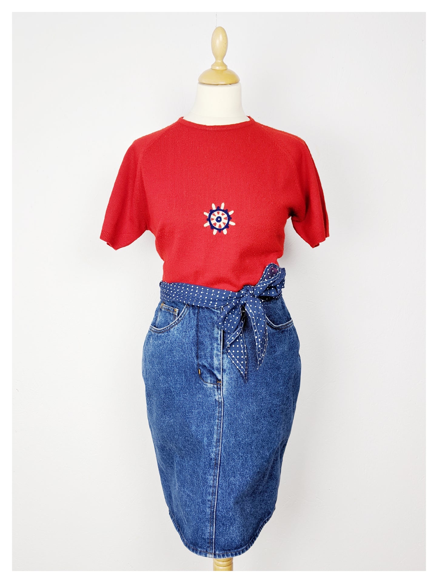 Pull rouge marin 60's