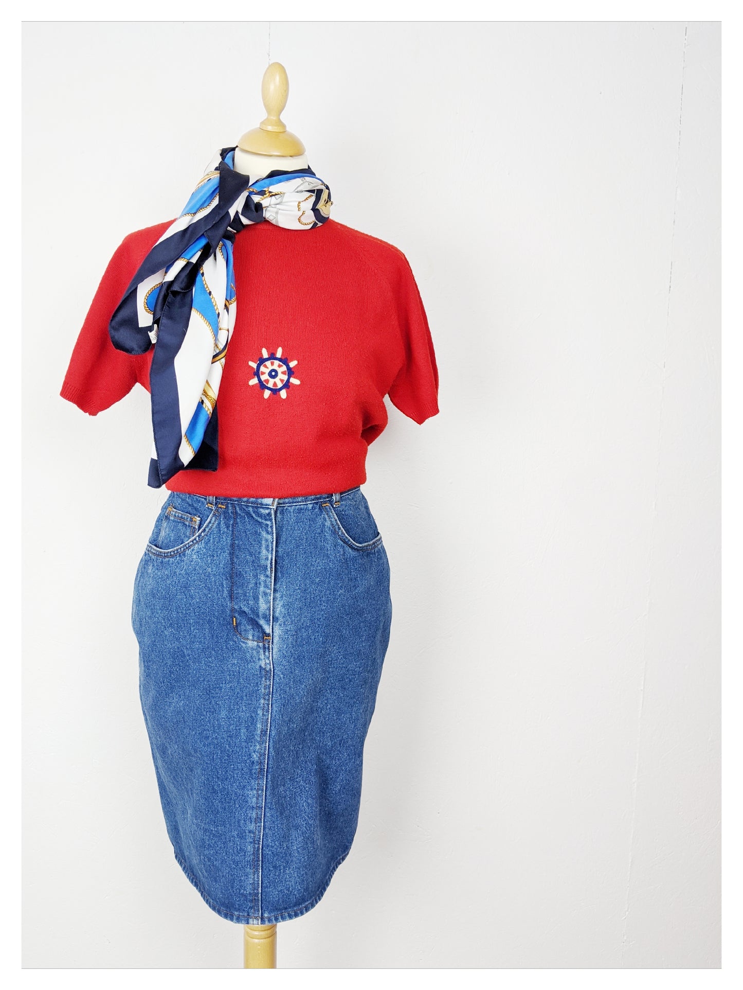 Pull rouge marin 60's