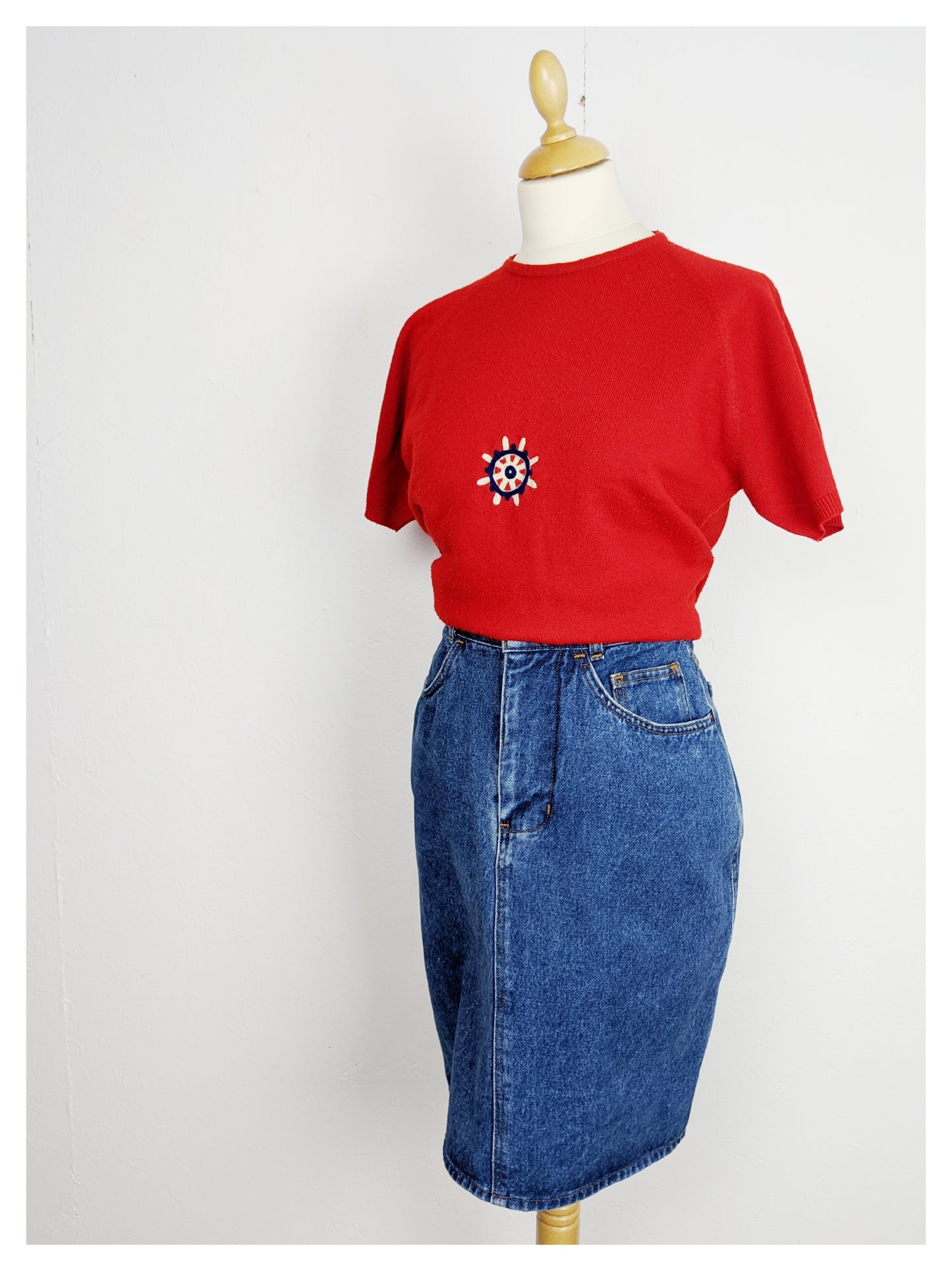 Pull rouge marin 60's