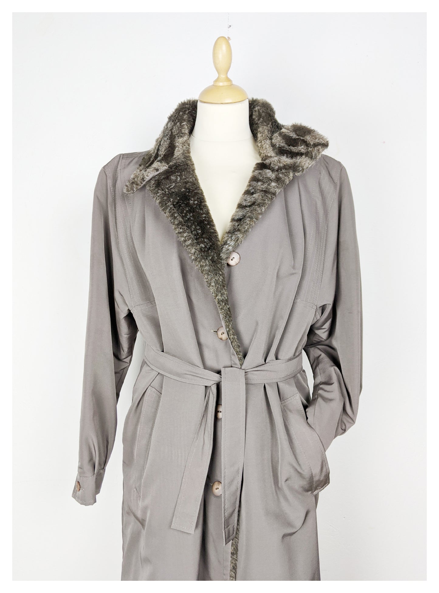 Trench fourré Gris 80's