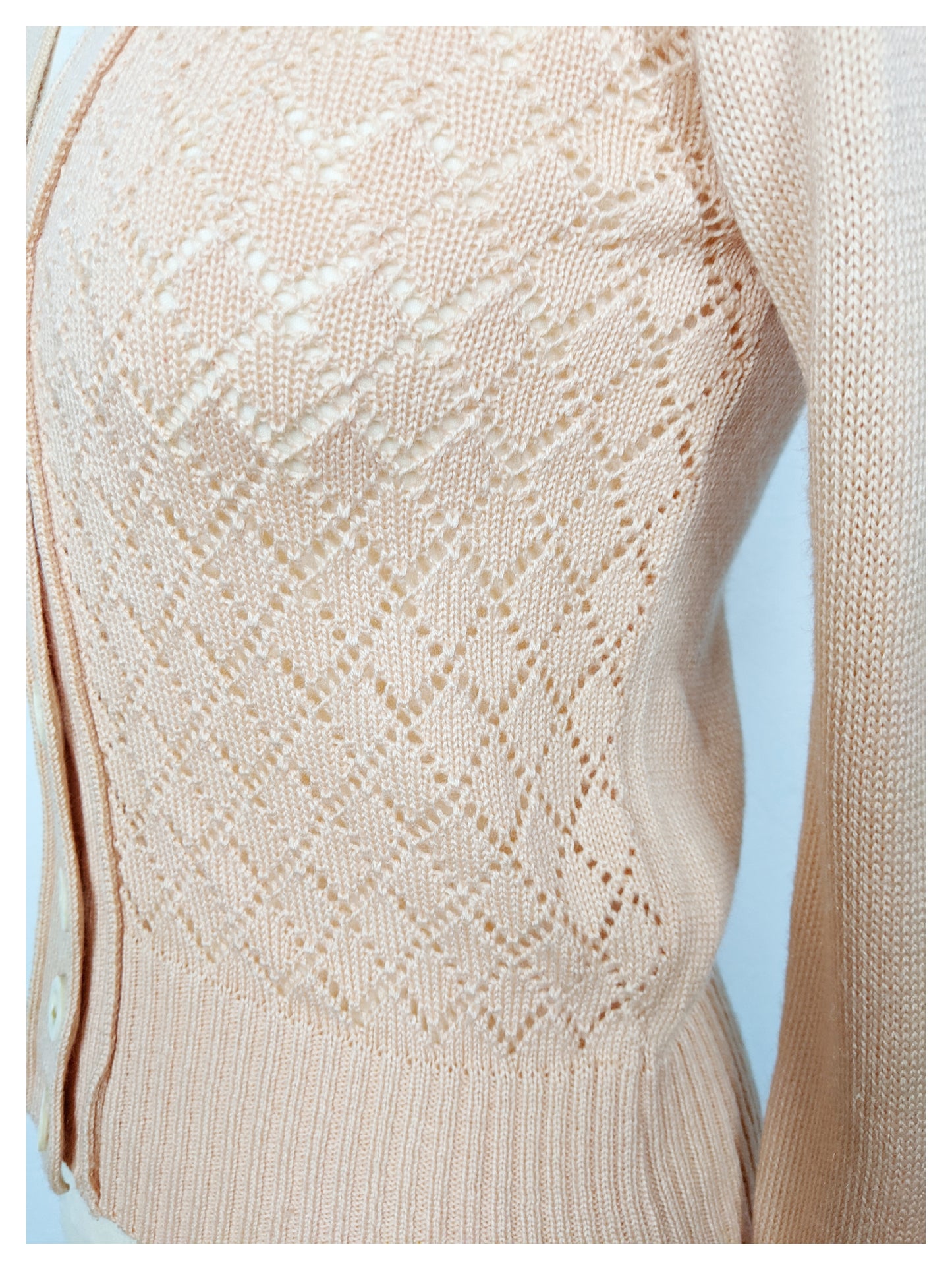 Gilet saumon ajouré 70's