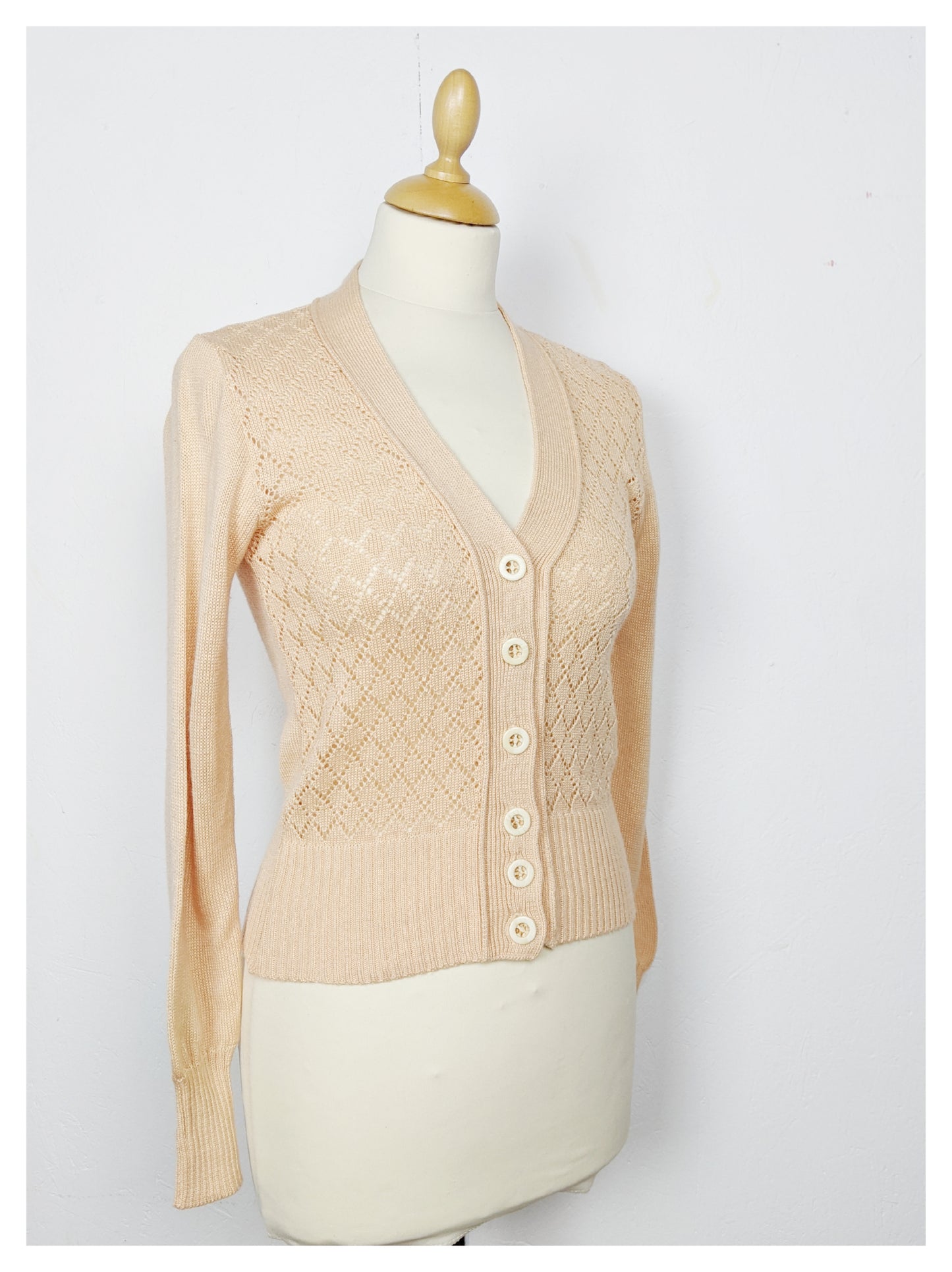 Gilet saumon ajouré 70's