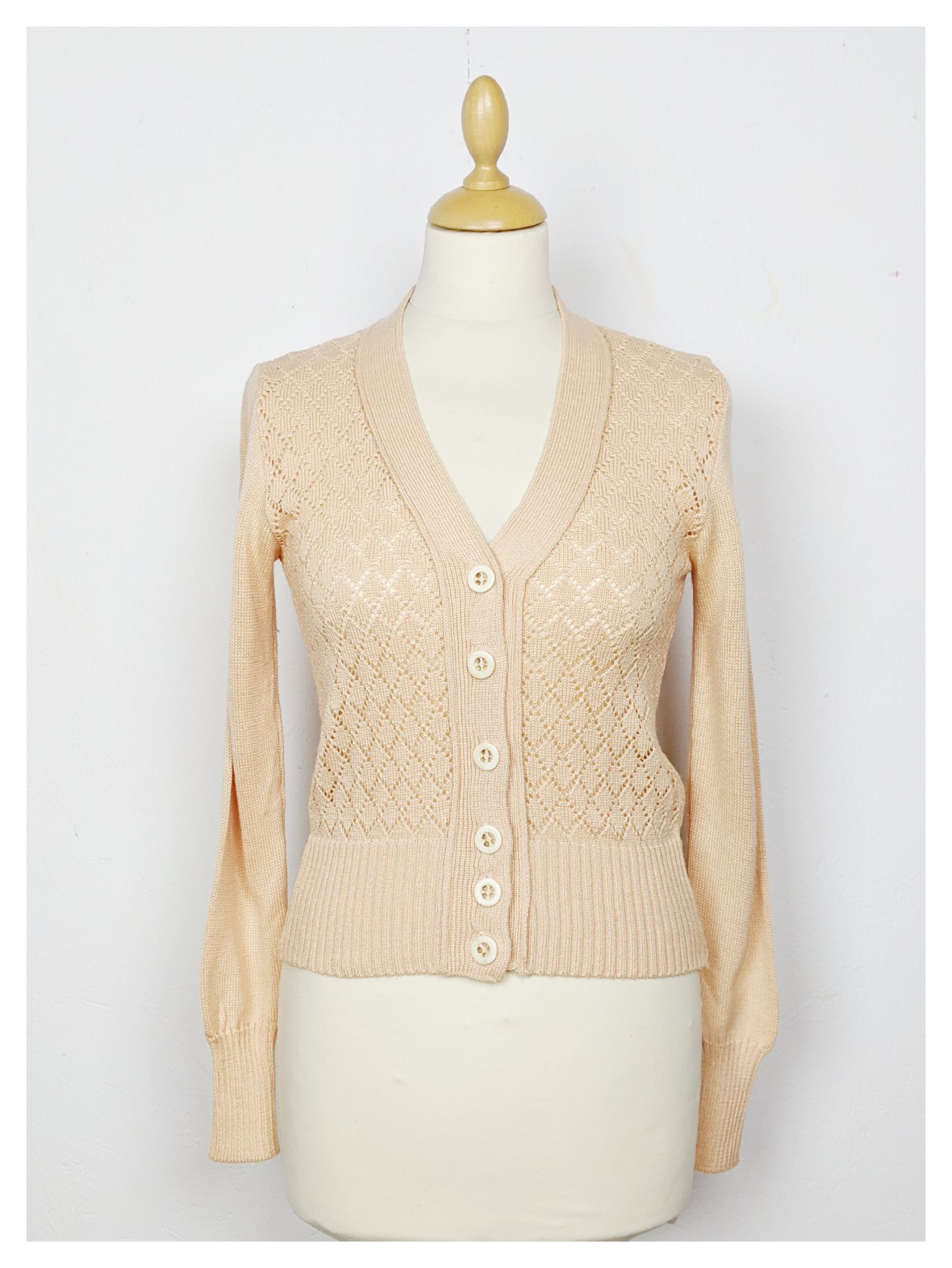 Gilet saumon ajouré 70's