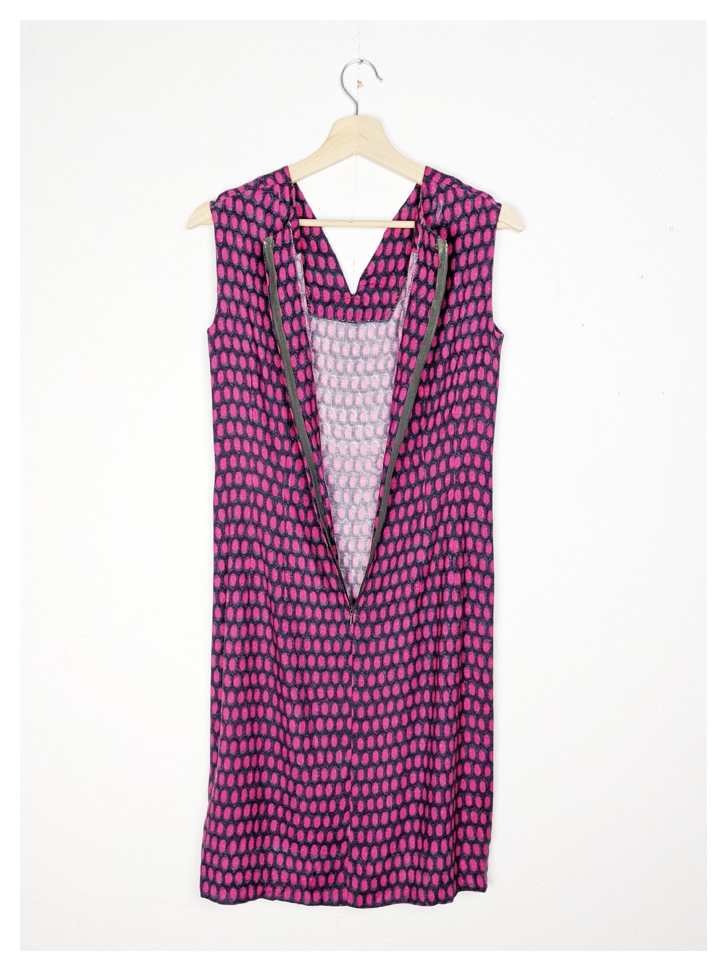 Tailleur-Robe à motifs gris/fuchsia 60s