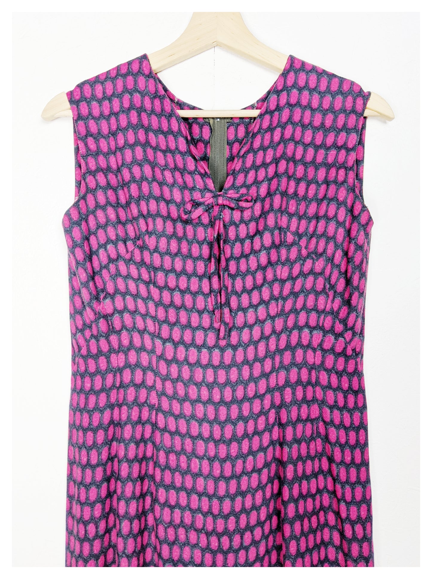 Tailleur-Robe à motifs gris/fuchsia 60s