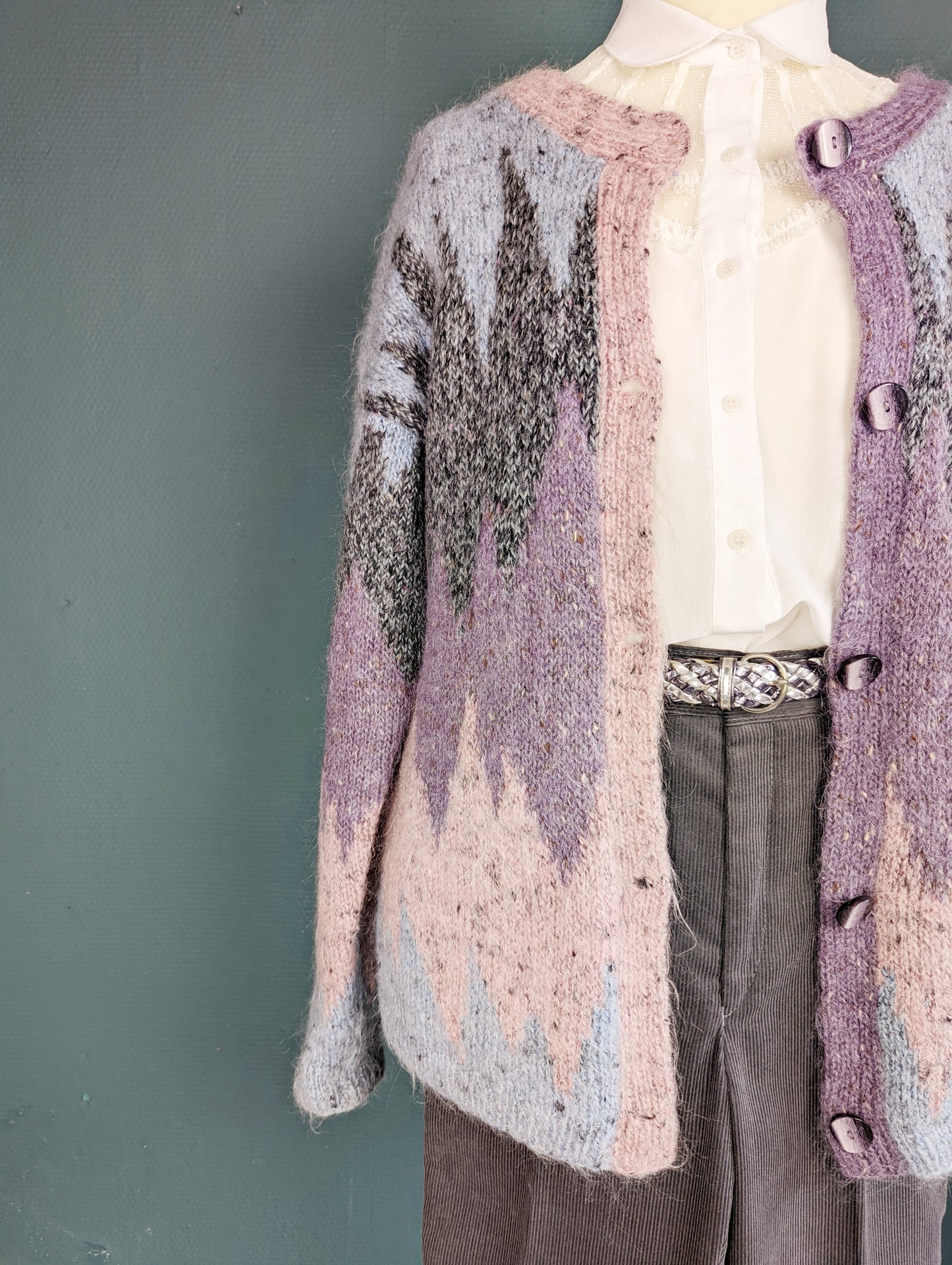 Gilet en laine ajouré 80s