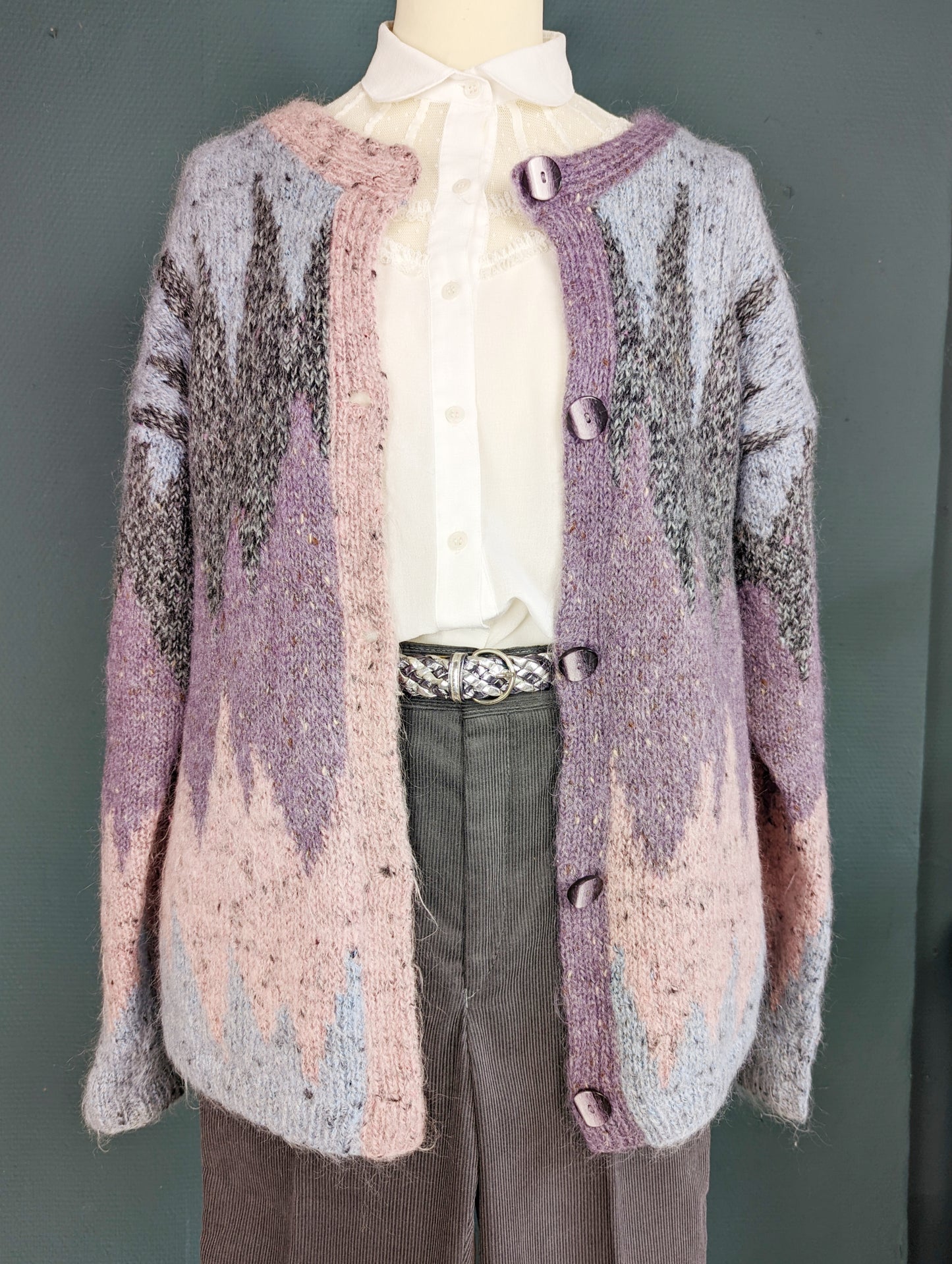 Gilet en laine ajouré 80s