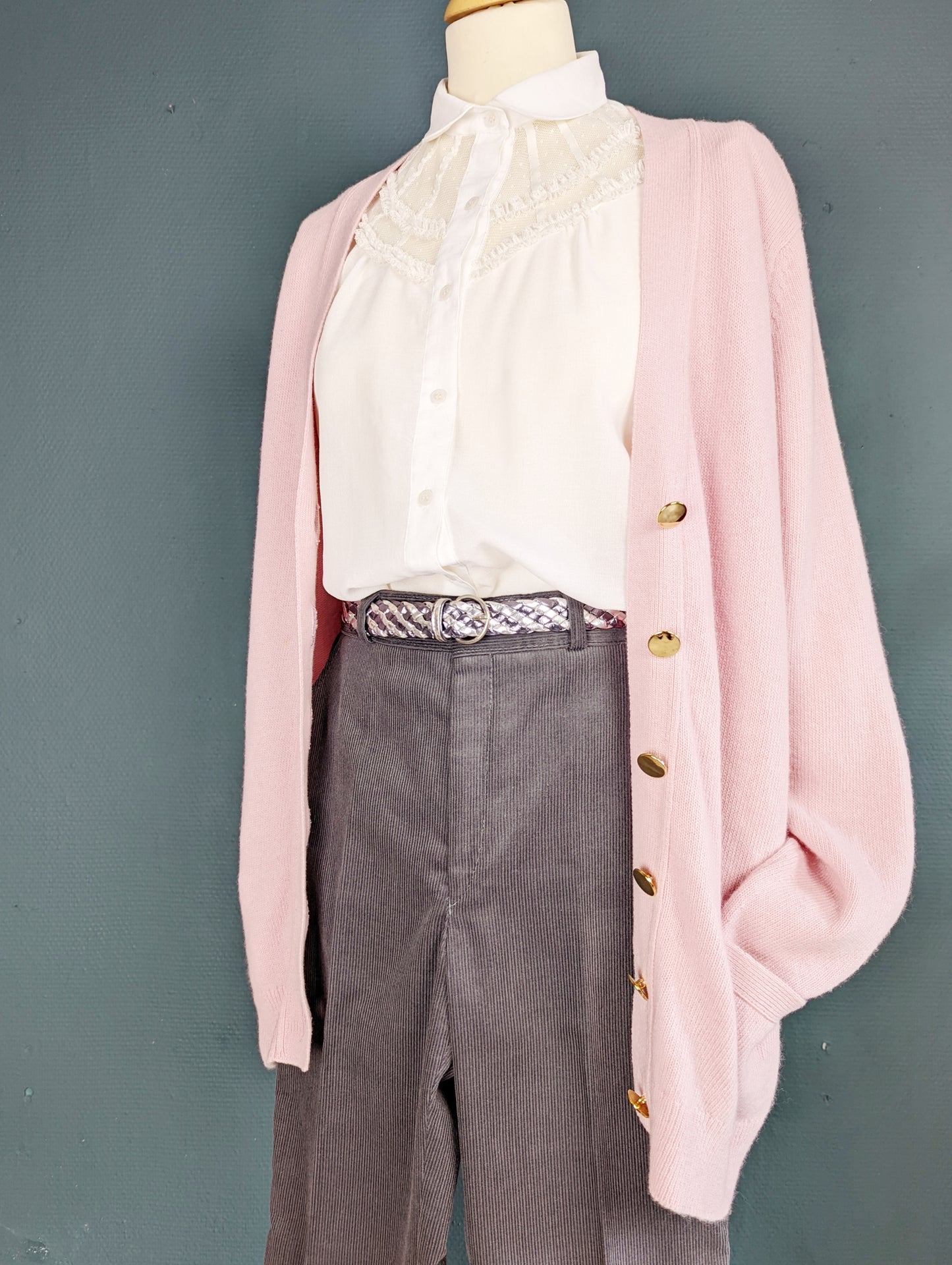 Pantalon en velours taille haute 70s