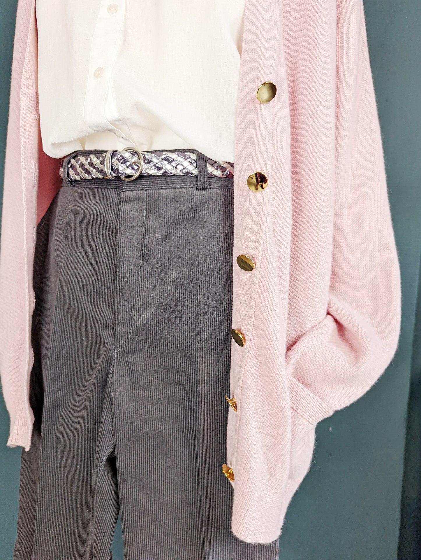 Pantalon en velours taille haute 70s