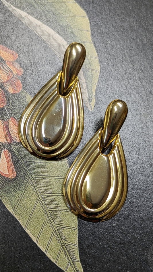 Boucles clips dorées 80s