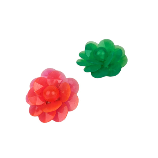 Boucles clips fleurs bicolores 60s