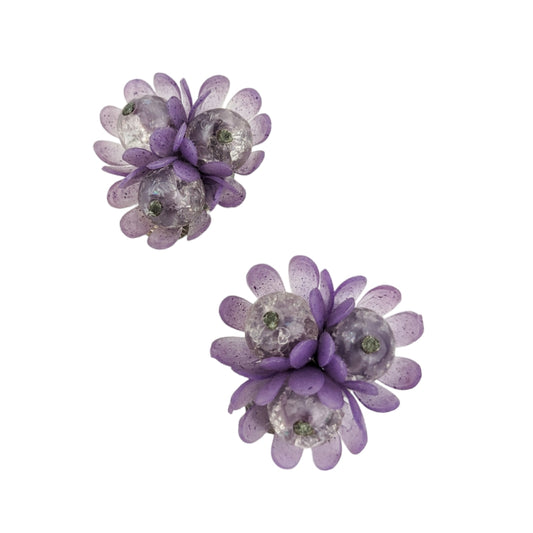 Boucles clips bouquet de fleurs 60s