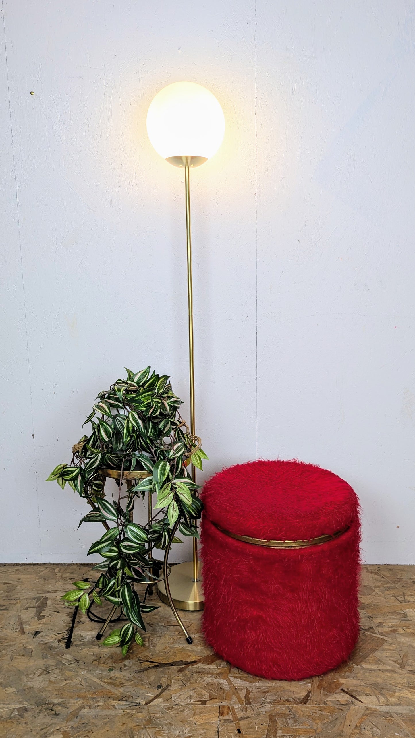 Pouf doudoune rouge 70s