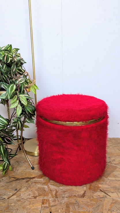 Pouf doudoune rouge 70s