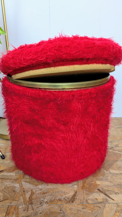 Pouf doudoune rouge 70s