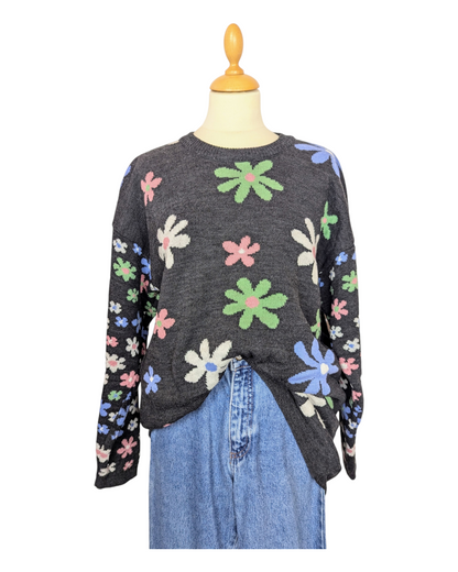 Pull à fleurs 90s