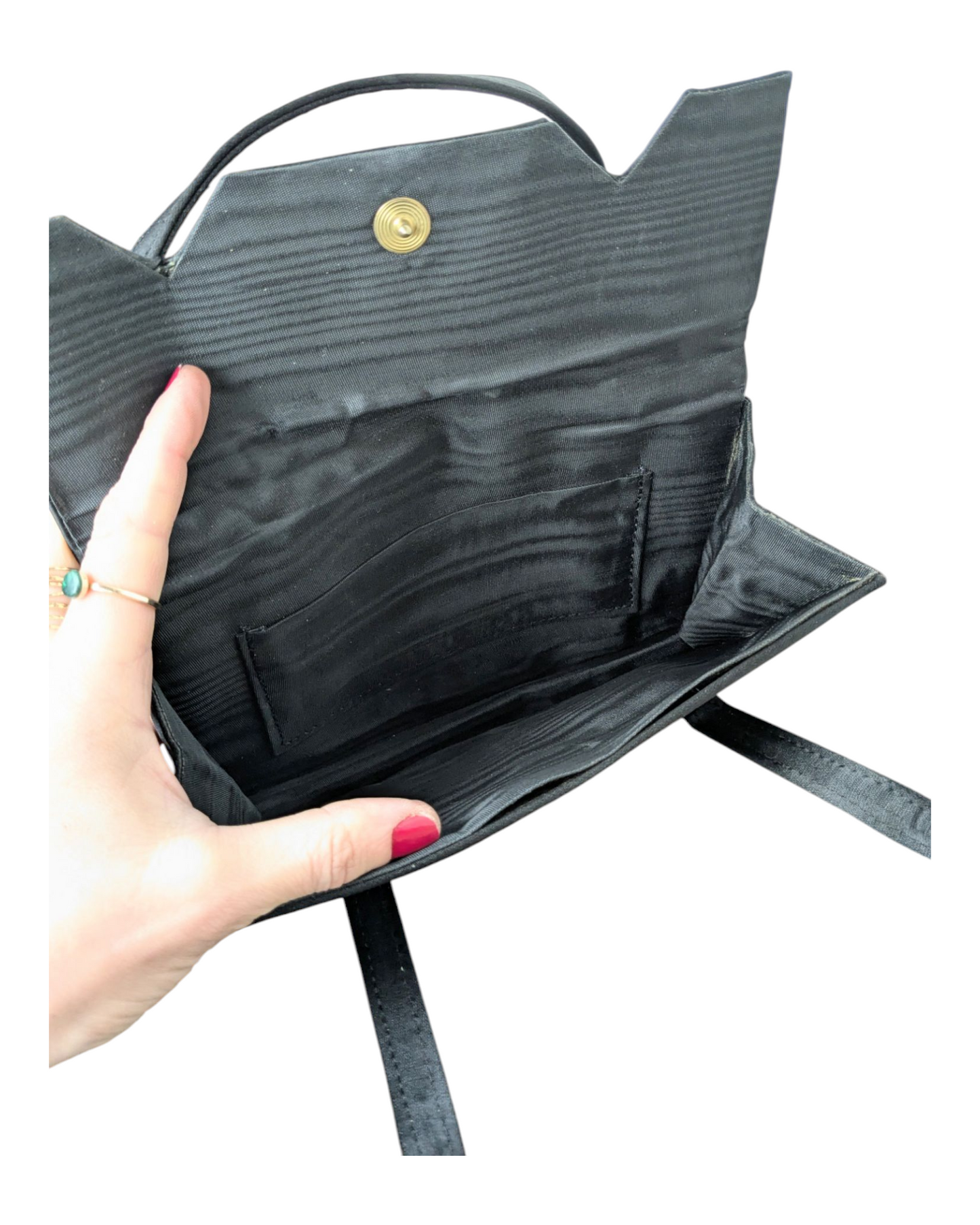 Pochette satin noir 70s