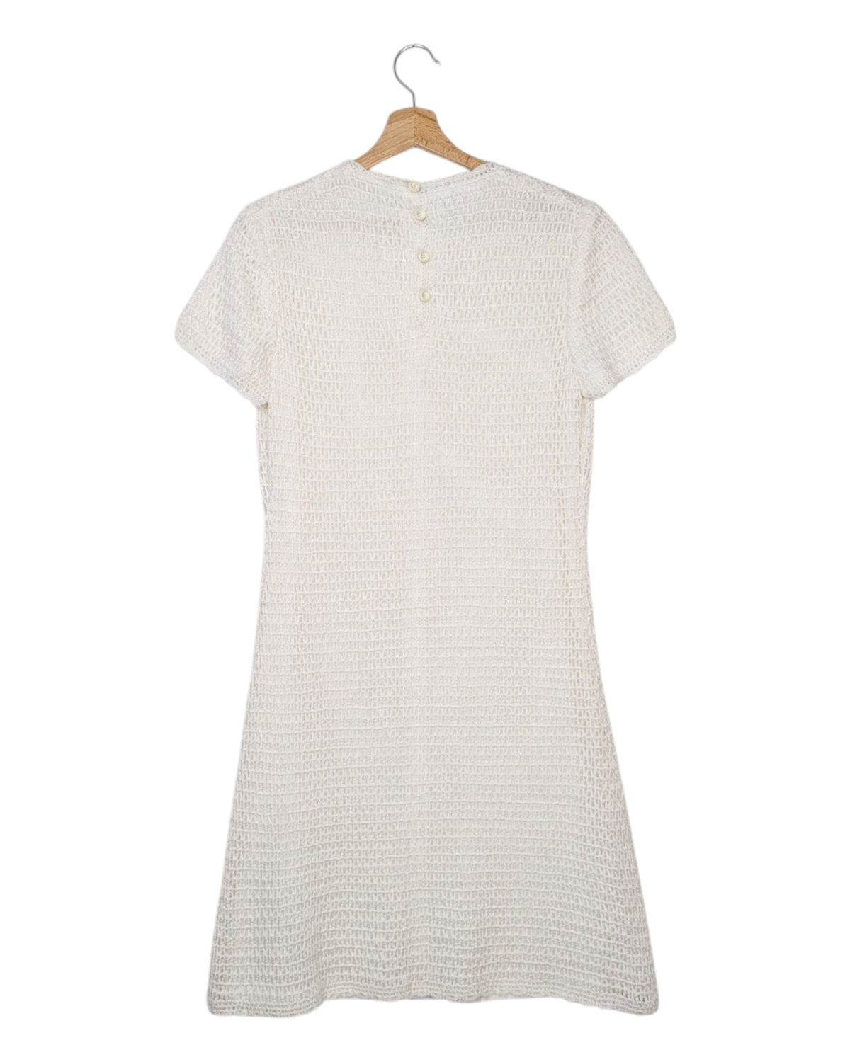 Robe vintage blanche en crochet années 60