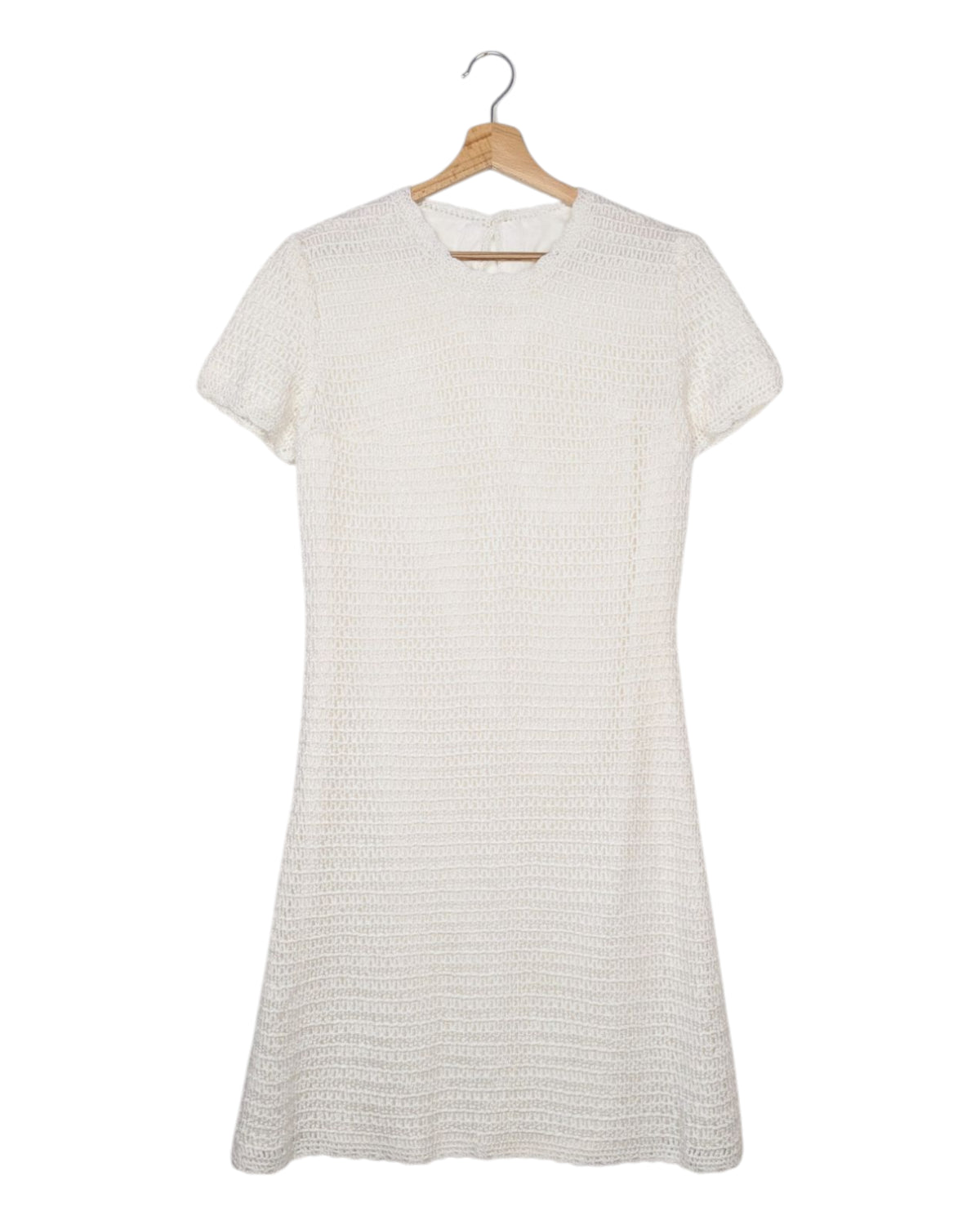 Robe vintage blanche en crochet années 60