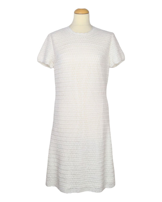 Robe vintage blanche en crochet années 60