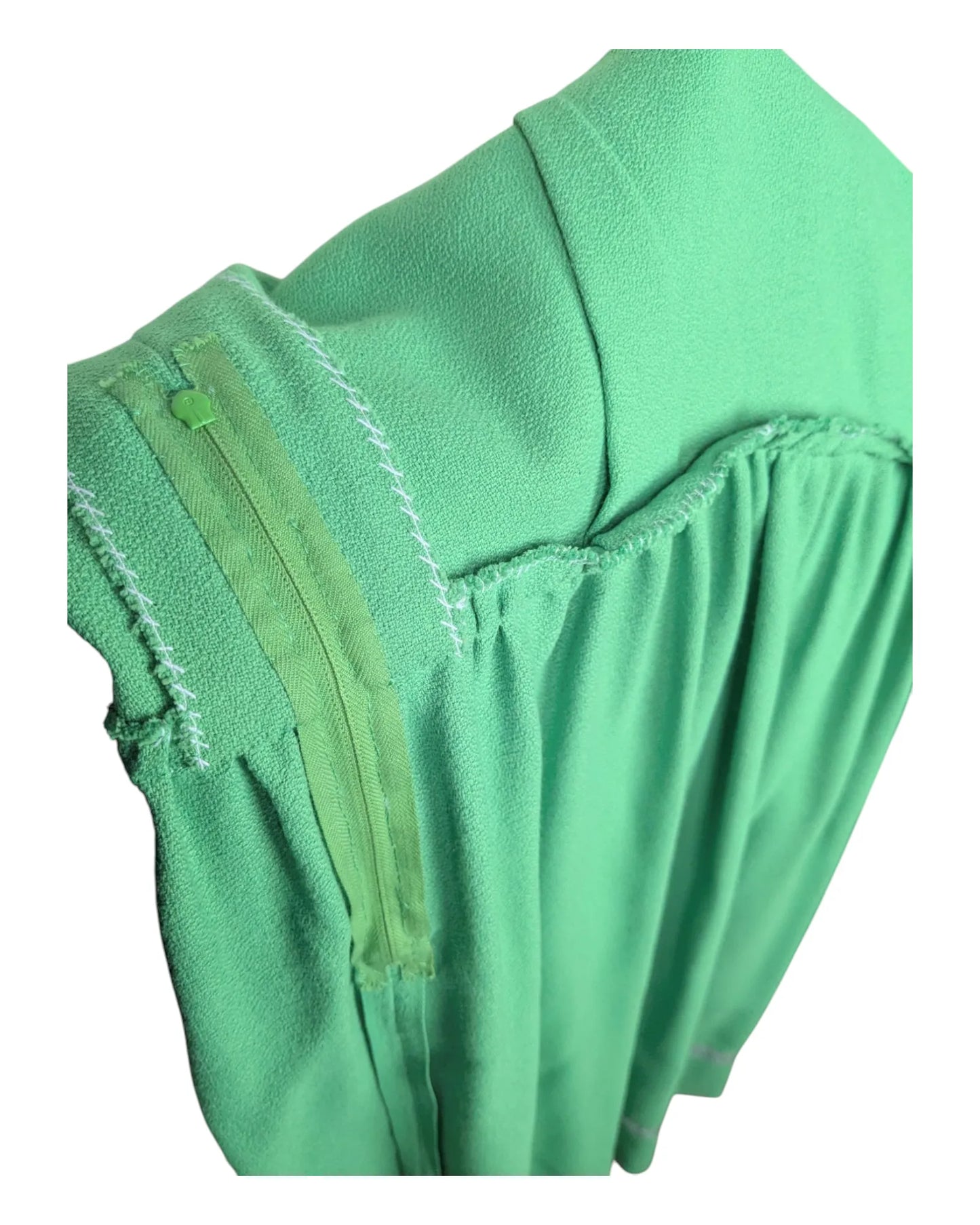 Robe vintage verte crêpe années 60