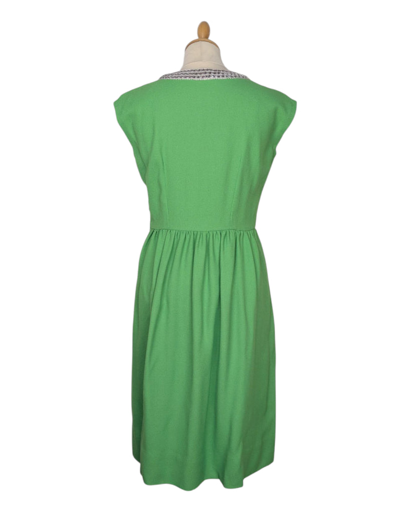 Robe vintage verte crêpe années 60