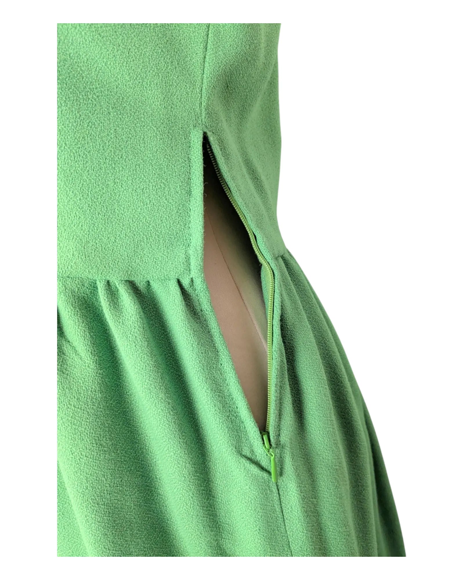 Robe vintage verte crêpe années 60