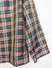 Afbeelding in Gallery-weergave laden, Blouse tartan écossais en soie 90s
