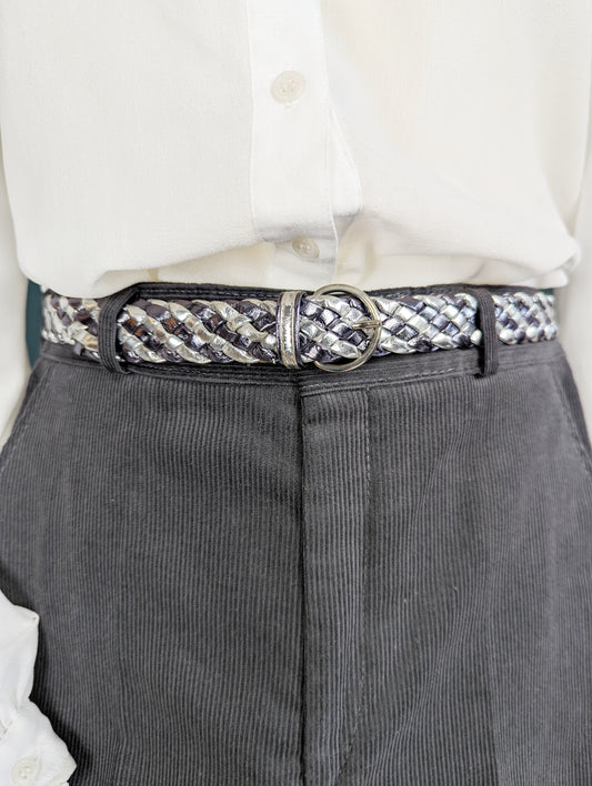 Ceinture tressée en cuir 80s